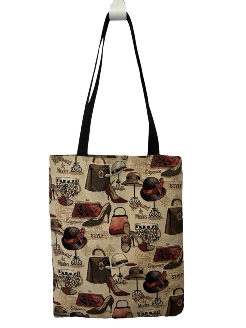 French Tapestry Tote Bag Woven Jacquard Millinery Design Parisian Shoulder Bag - Picture 3 of 6
